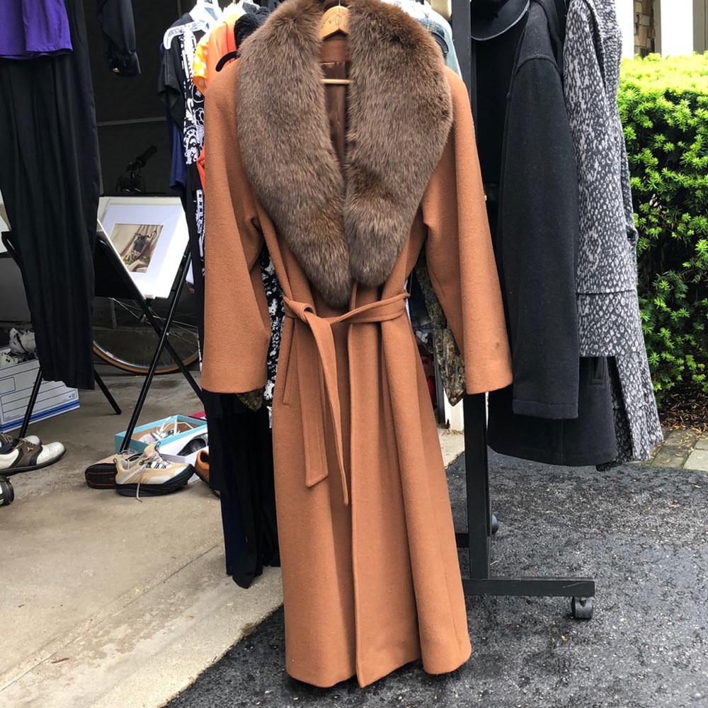 Wool Coat with Fox Collar